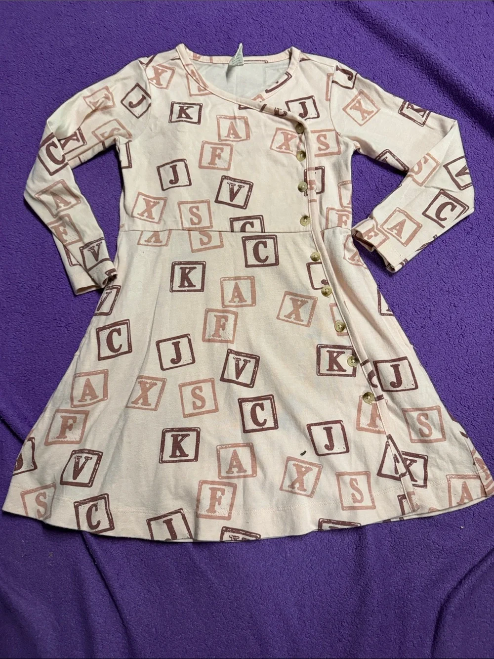 kate quinn Blush and Brown Alphabet Print Wrap Dress